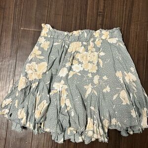 Floral Women's Skirt in Baby Blue/ Gray and Cream